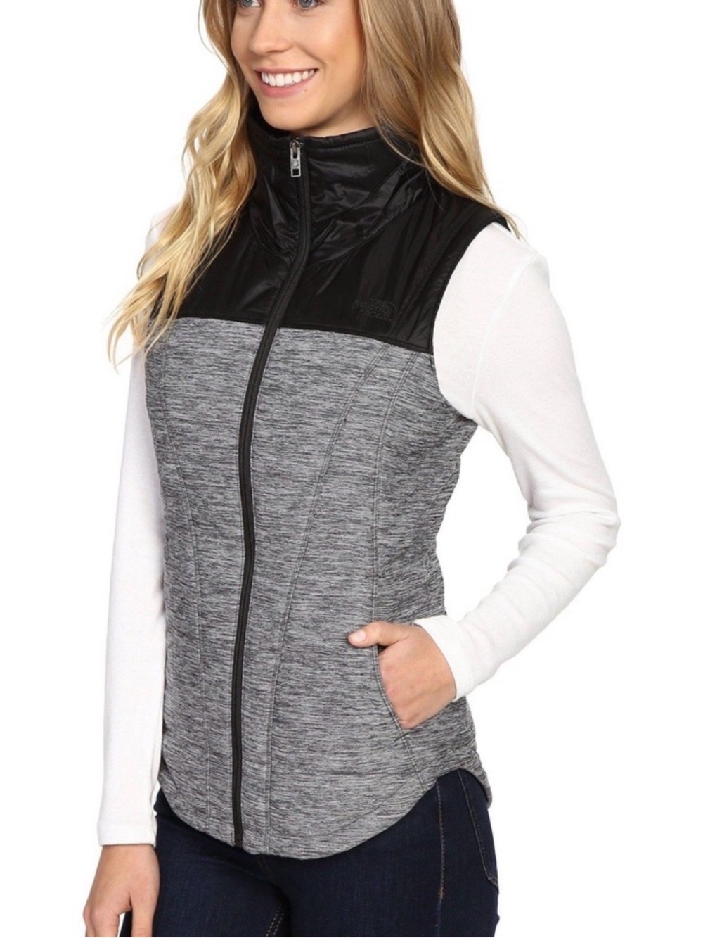 The North Face Pseudio Vest Full Zip Heather Gray Black Sz M